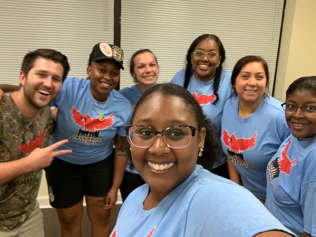 A group of individuals from Cabarrus County preparing to go out and canvass their neighbors for discussions on local elections and issues.